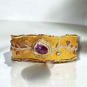Victor Velyan Amethyst gold cuff bracelet